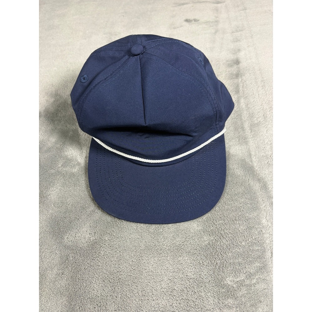 Unbranded Mens Golf Rope Hat Adjustable Navy Blue Snapback White Accent Cap